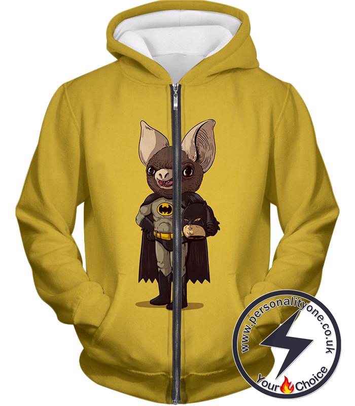 Funny Batman Promo Fan Art Yellow Zip Up Hoodie